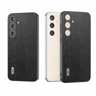 For Samsung Galaxy S24+ 5G ABEEL Wood Texture PU Phone Case(Black)