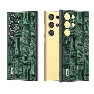 For Samsung Galaxy S24 Ultra 5G ABEEL Genuine Leather Mahjong Texture Series Phone Case(Green)