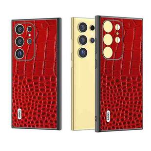 For Samsung Galaxy S24 Ultra 5G ABEEL Genuine Leather Crocodile Pattern Phone Case(Red)