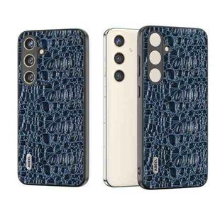 For Samsung Galaxy S24 5G ABEEL Genuine Leather Sky Series Phone Case with Holder(Blue)