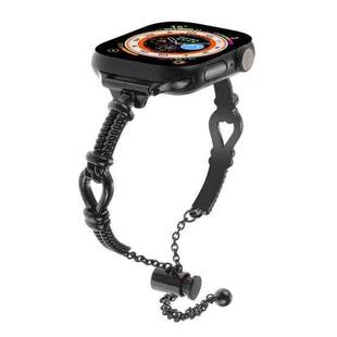 For Apple Watch Ultra 2 49mm Twist Metal Bracelet Chain Watch Band(Black)