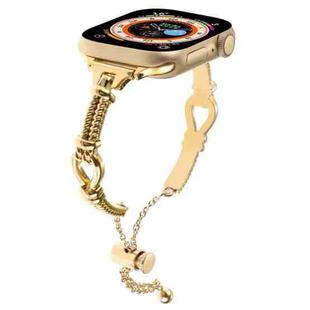For Apple Watch Ultra 2 49mm Twist Metal Bracelet Chain Watch Band(Gold)
