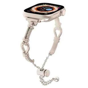 For Apple Watch Series 9 45mm Twist Metal Bracelet Chain Watch Band(Starlight)