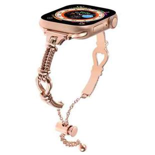 For Apple Watch Series 7 41mm Twist Metal Bracelet Chain Watch Band(Rose Gold)