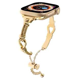 For Apple Watch Series 6 44mm Twist Metal Bracelet Chain Watch Band(Gold)
