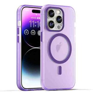 For iPhone 15 Pro MagSafe Frosted Translucent TPU + PC Full Coverage Phone Case(Dark Purple)