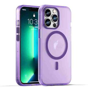 For iPhone 13 Pro MagSafe Frosted Translucent TPU + PC Full Coverage Phone Case(Dark Purple)