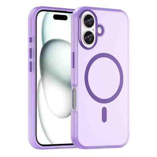 For iPhone 16 MagSafe Frosted Translucent TPU + PC Full Coverage Phone Case(Dark Purple)