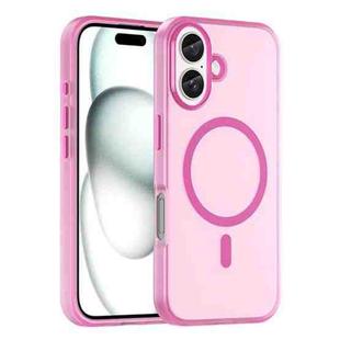 For iPhone 16 Plus MagSafe Frosted Translucent TPU + PC Full Coverage Phone Case(Pink)