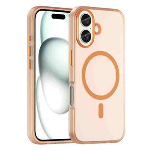 For iPhone 16 Plus MagSafe Frosted Translucent TPU + PC Full Coverage Phone Case(Orange)