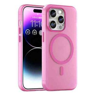 For iPhone 14 Pro Max MagSafe Frosted Translucent TPU + PC Full Coverage Phone Case(Pink)