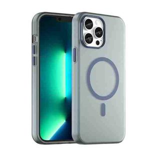 For iPhone 12 Pro Max MagSafe Frosted Translucent TPU + PC Full Coverage Phone Case(Dark Blue)