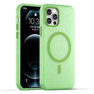 For iPhone 12 Pro MagSafe Frosted Translucent TPU + PC Full Coverage Phone Case(Green)