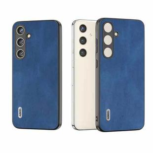 For Samsung Galaxy S24+ 5G ABEEL Retro Texture PU Phone Case(Blue)