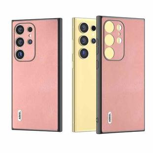 For Samsung Galaxy S24 Ultra 5G ABEEL Retro Texture PU Phone Case(Pink)