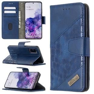 For Samsung Galaxy S20 Matching Color Crocodile Texture Horizontal Flip PU Leather Case with Wallet & Holder & Card Slots(Blue)