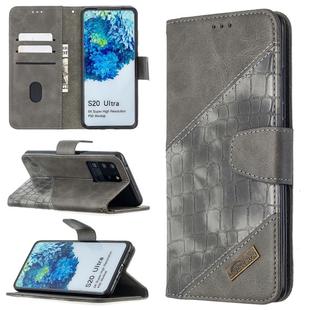 For Samsung Galaxy S20 Ultra Matching Color Crocodile Texture Horizontal Flip PU Leather Case with Wallet & Holder & Card Slots(Grey)