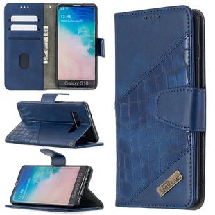 For Samsung Galaxy S10 Matching Color Crocodile Texture Horizontal Flip PU Leather Case with Wallet & Holder & Card Slots(Blue)