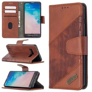 For Samsung Galaxy S10 Matching Color Crocodile Texture Horizontal Flip PU Leather Case with Wallet & Holder & Card Slots(Brown)