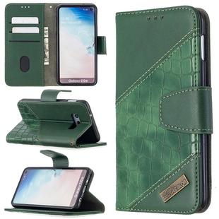 For Samsung Galaxy S10e Matching Color Crocodile Texture Horizontal Flip PU Leather Case with Wallet & Holder & Card Slots(Green)