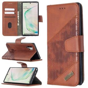 For Samsung Galaxy  Note 10 Plus Matching Color Crocodile Texture Horizontal Flip PU Leather Case with Wallet & Holder & Card Slots(Brown)