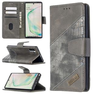 For Samsung Galaxy Note 10 Matching Color Crocodile Texture Horizontal Flip PU Leather Case with Wallet & Holder & Card Slots(Grey)