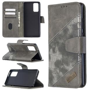 For Samsung Galaxy Note20 Matching Color Crocodile Texture Horizontal Flip PU Leather Case with Wallet & Holder & Card Slots(Grey)
