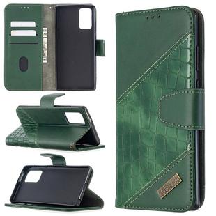 For Samsung Galaxy Note20 Matching Color Crocodile Texture Horizontal Flip PU Leather Case with Wallet & Holder & Card Slots(Green)