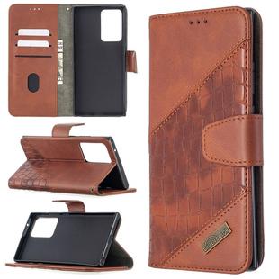For Samsung Galaxy Note20 Ultra Matching Color Crocodile Texture Horizontal Flip PU Leather Case with Wallet & Holder & Card Slots(Brown)