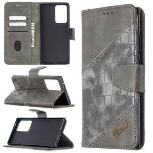 For Samsung Galaxy Note20 Ultra Matching Color Crocodile Texture Horizontal Flip PU Leather Case with Wallet & Holder & Card Slots(Grey)