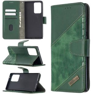 For Samsung Galaxy Note20 Ultra Matching Color Crocodile Texture Horizontal Flip PU Leather Case with Wallet & Holder & Card Slots(Green)