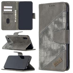 For Samsung Galaxy A10 / M10 Matching Color Crocodile Texture Horizontal Flip PU Leather Case with Wallet & Holder & Card Slots(Grey)