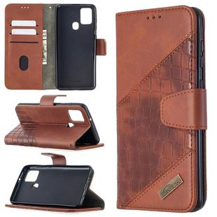 For Samsung Galaxy A21s Matching Color Crocodile Texture Horizontal Flip PU Leather Case with Wallet & Holder & Card Slots(Brown)