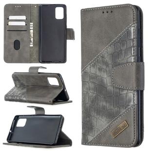For Samsung Galaxy A71 Matching Color Crocodile Texture Horizontal Flip PU Leather Case with Wallet & Holder & Card Slots(Grey)