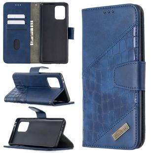 For Samsung Galaxy A91 / S10 Lite Matching Color Crocodile Texture Horizontal Flip PU Leather Case with Wallet & Holder & Card Slots(Blue)