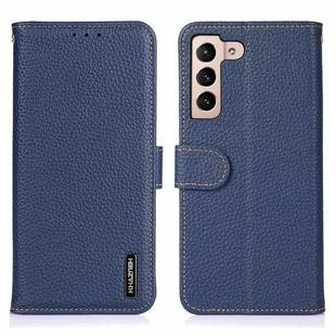 For Samsung Galaxy A35 5G KHAZNEH Litchi Genuine Leather Phone Case(Blue)