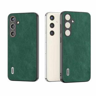 For Samsung Galaxy S24 5G ABEEL Elegant Series PU Leather Black Edge Phone Case(Green)