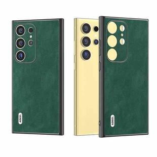 For Samsung Galaxy S24 Ultra 5G ABEEL Elegant Series PU Leather Black Edge Phone Case(Green)