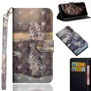 For iPhone 11 Pro Max 3D Painting Pattern Horizontal Flip TPU + PU Leather Case with Holder & Card Slots & Wallet & Lanyard(Cat Tiger)