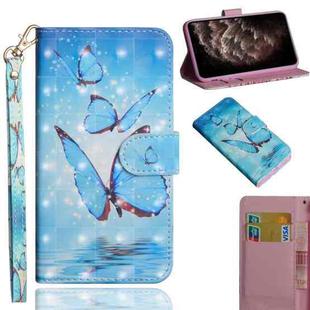 For iPhone 11 Pro Max 3D Painting Pattern Horizontal Flip TPU + PU Leather Case with Holder & Card Slots & Wallet & Lanyard(Three Butterfly)