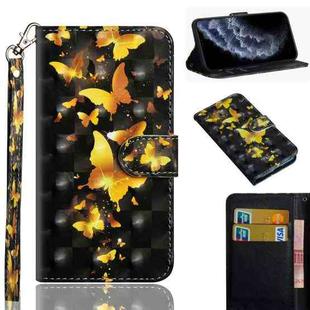 For iPhone 11 Pro 3D Painting Pattern Horizontal Flip TPU + PU Leather Case with Holder & Card Slots & Wallet & Lanyard(Golden Butterfly)