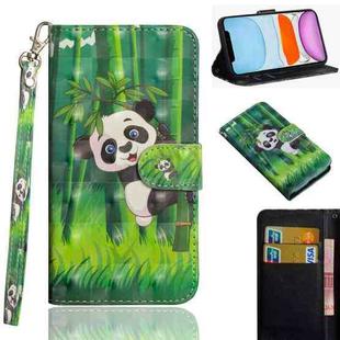 For iPhone 11 3D Painting Pattern Horizontal Flip TPU + PU Leather Case with Holder & Card Slots & Wallet & Lanyard(Bamboo Panda)