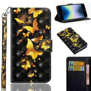 For iPhone SE 2022 / SE 2020 / 8 / 7 3D Painting Pattern Horizontal Flip TPU + PU Leather Case with Holder & Card Slots & Wallet & Lanyard(Golden Butterfly)