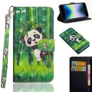 For iPhone SE 2022 / SE 2020 / 8 / 7 3D Painting Pattern Horizontal Flip TPU + PU Leather Case with Holder & Card Slots & Wallet & Lanyard(Bamboo Panda)