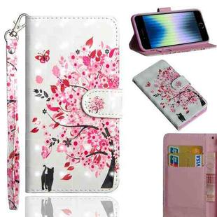 For iPhone SE 2022 / SE 2020 / 8 / 7 3D Painting Pattern Horizontal Flip TPU + PU Leather Case with Holder & Card Slots & Wallet & Lanyard(Tree Cat)