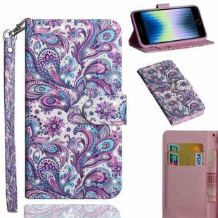 For iPhone SE 2022 / SE 2020 / 8 / 7 3D Painting Pattern Horizontal Flip TPU + PU Leather Case with Holder & Card Slots & Wallet & Lanyard(Spiral Pattern)