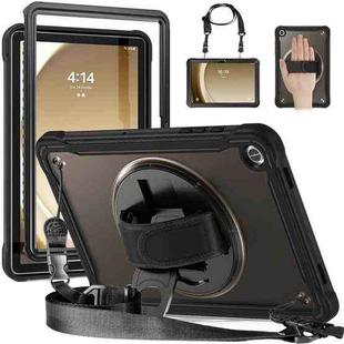 For Samsung Galaxy Tab A9+ X210/X215 Heavy Duty Hybrid Tablet Case with Handle & Strap(Clear Black)