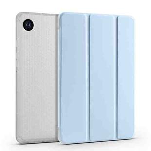 For Samsung Galaxy Tab A9+ X210 3-fold Clear Honeycomb TPU Leather Tablet Case with Pen Slot(Ice Blue)