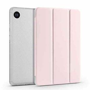 For Samsung Galaxy Tab A9+ X210 3-fold Clear Honeycomb TPU Leather Tablet Case with Pen Slot(Sand Pink)