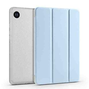 For Samsung Galaxy Tab A9 X110 3-fold Clear Honeycomb TPU Leather Tablet Case with Pen Slot(Ice Blue)